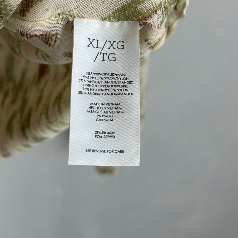 Cabi size XL Dapple top long sleeve ruched ruffle v-neck stretch mesh beige 4532 - Picture 13 of 14